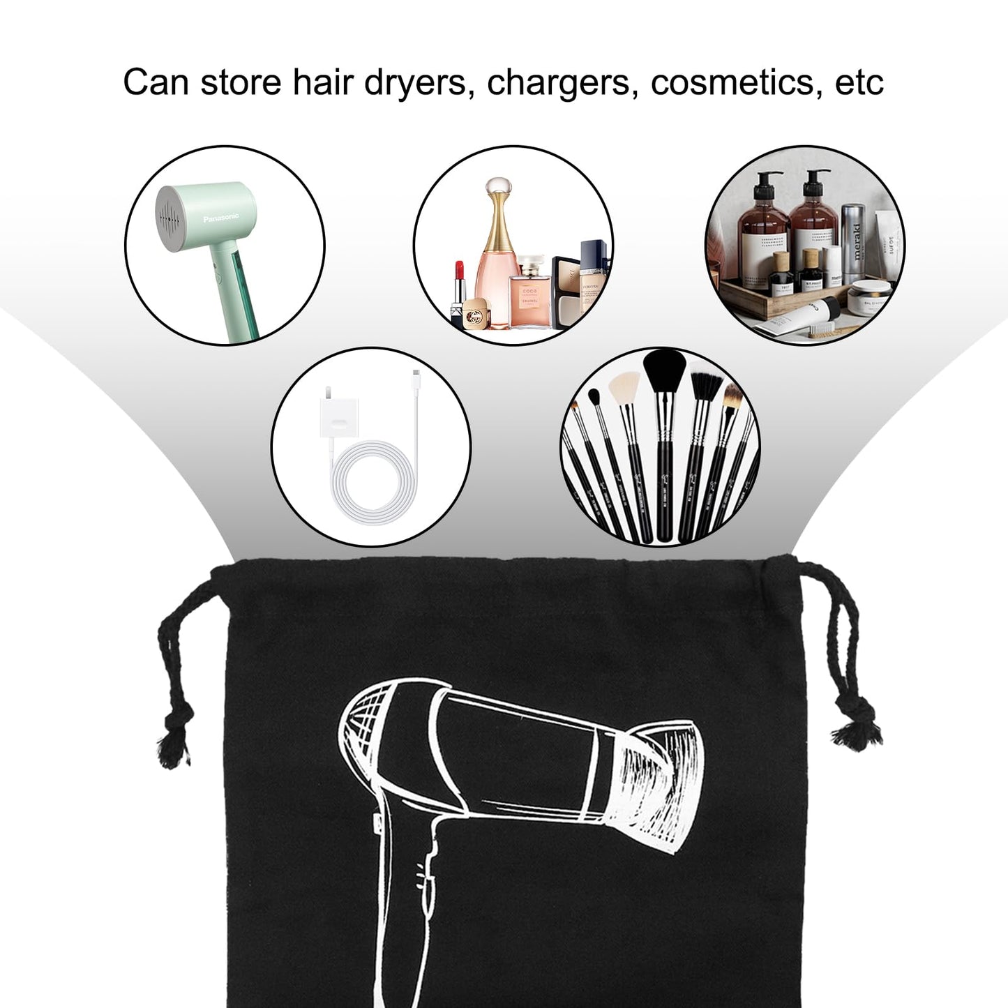 Terdey Hair Dryer Bags Bulk, Hairdryers Storage Drawstring Pouch, Blow Dryer Case Container Hairdryer and Styling Tools Accessories Bags for Hotel Home Travel Bathroom 13.7 x 11.8 in（ (16 PCS Black)
