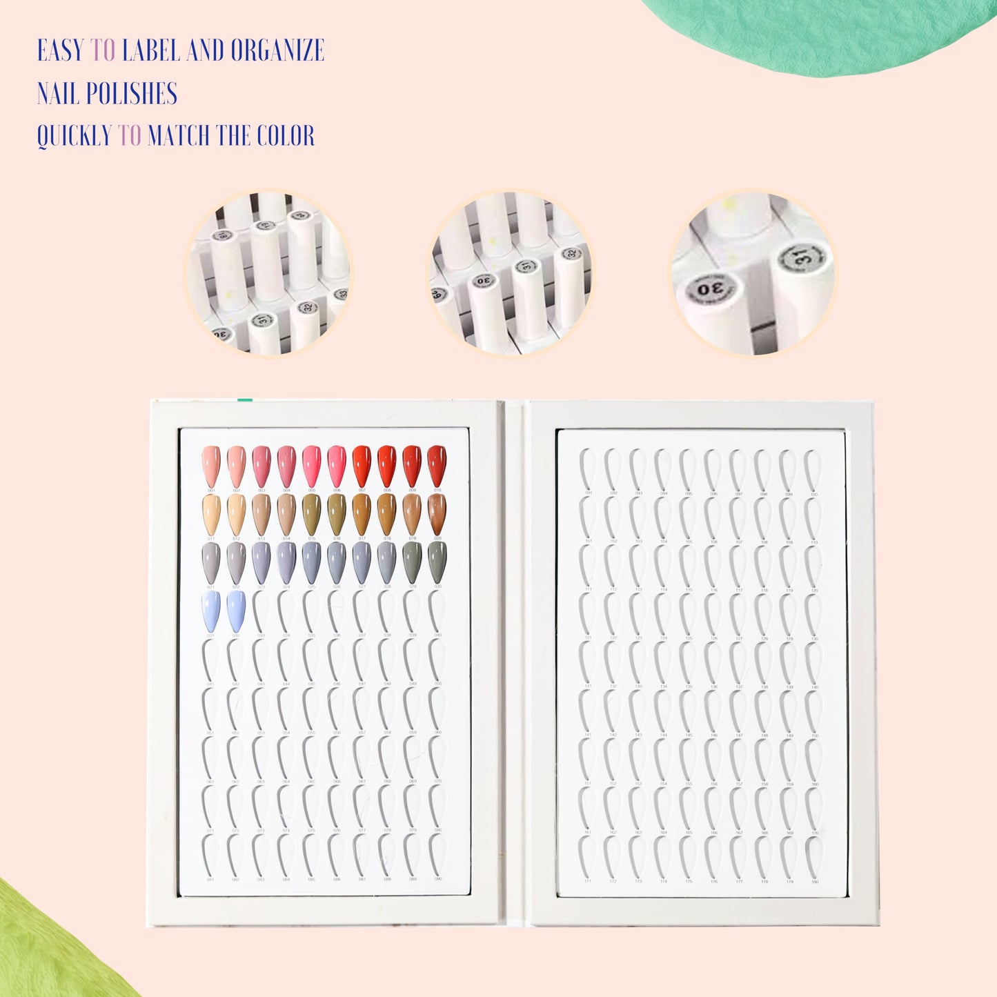Acycoin2A 180 Nail Color Display Book Chart with 240 Nail Tips (A Style)