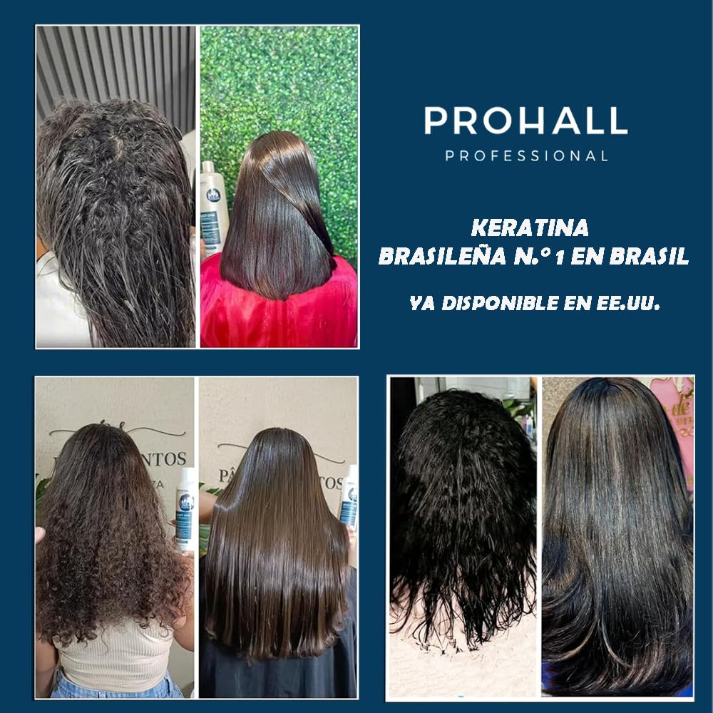 Brazilian Keratin Treatment Blowout Complex-PROHALL SELECT ONE -Formaldehyde Free Keratin Hair Treatment at Home-Queratina Brasileña Keratina Para Alisar el Pelo Sin Formol