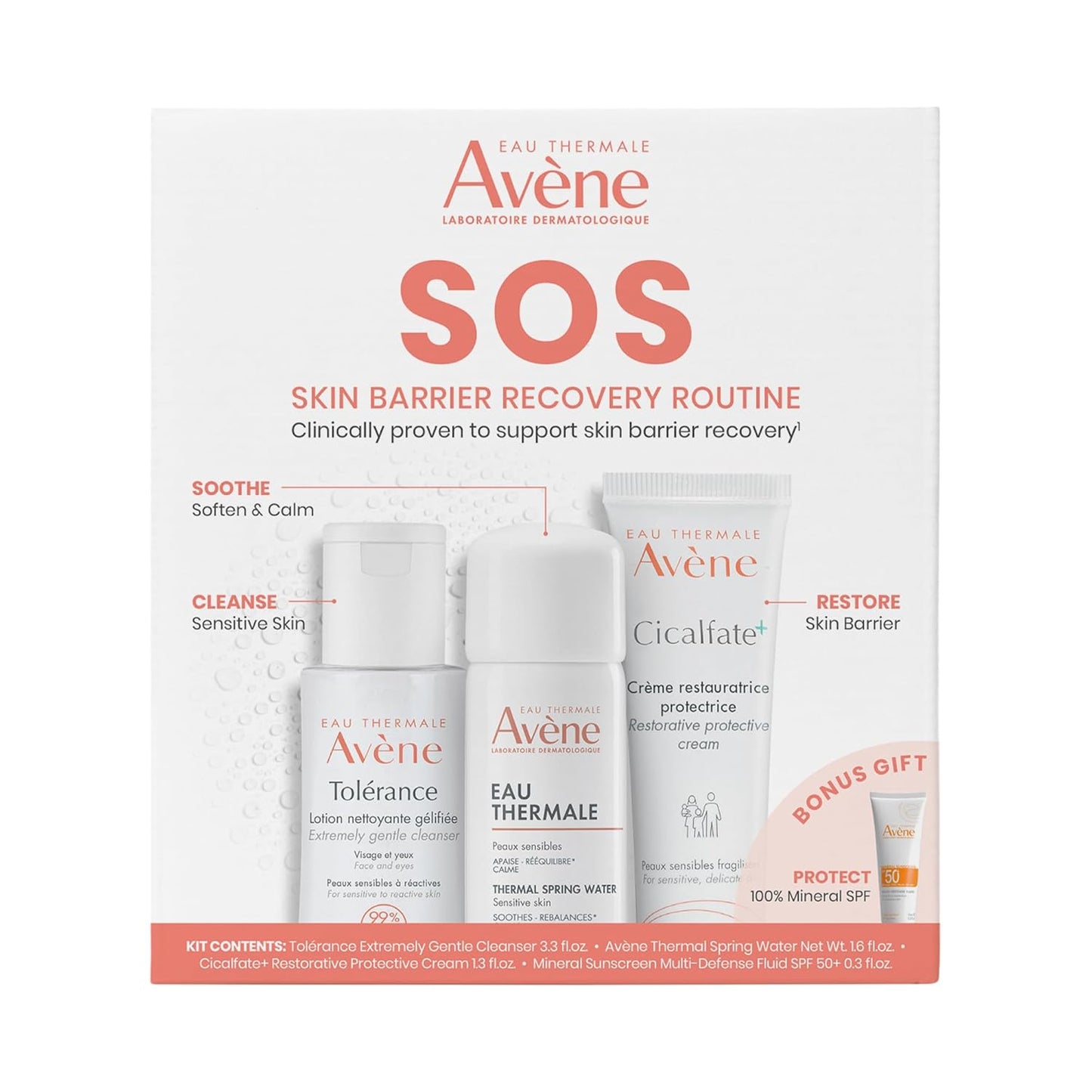 Avène SOS Post-Procedure Recovery Care Kit - Optimal Relief for Compromised, Hypersensitive Skin