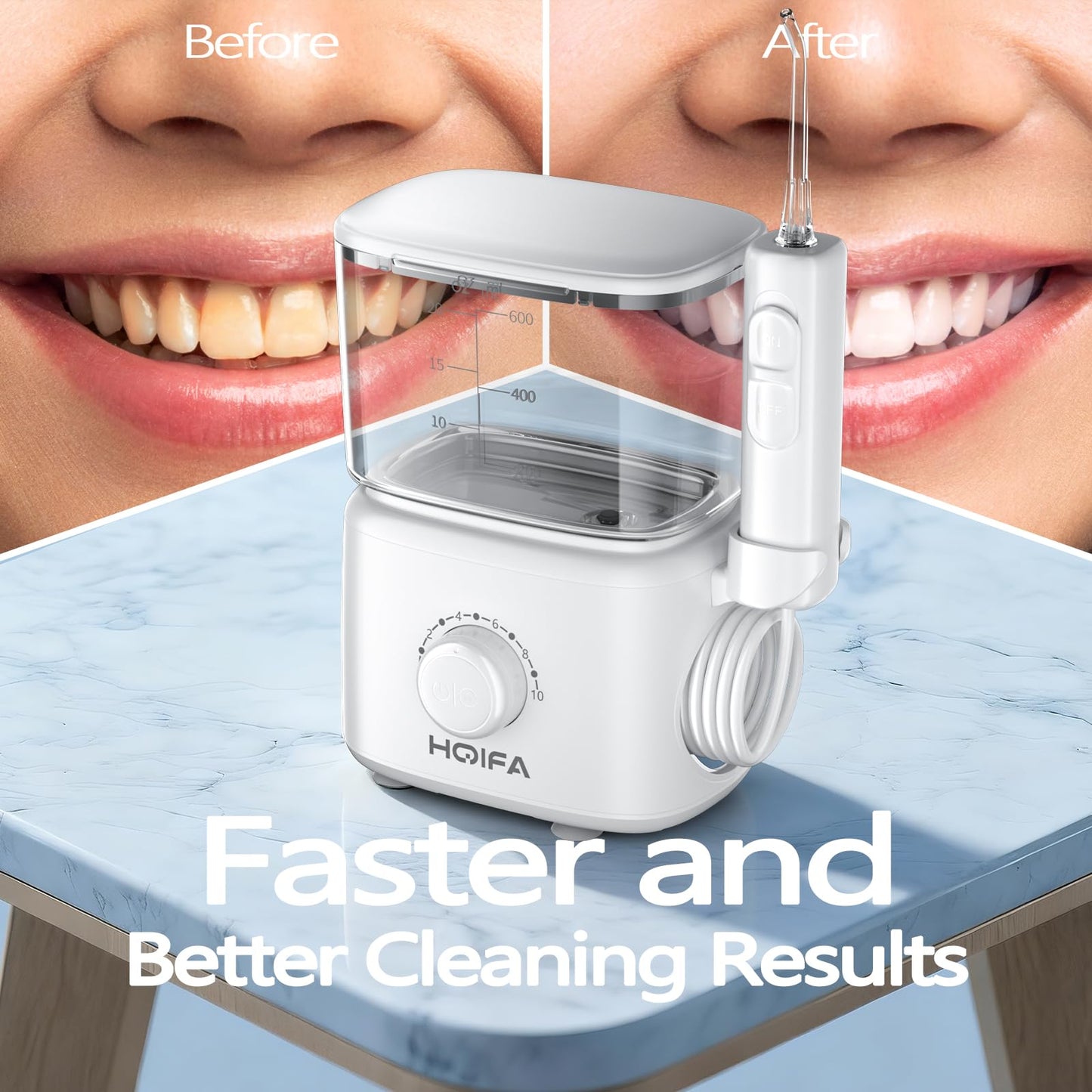 Water Dental Flosser, 600ML Large Water Tank Oral Irrigator for Teeth, 10 Modes Water Flosser with 5 Jet Tips Suitable for Multiple Users, IPX7 Waterproof Electric Flossing Machine for Family, White