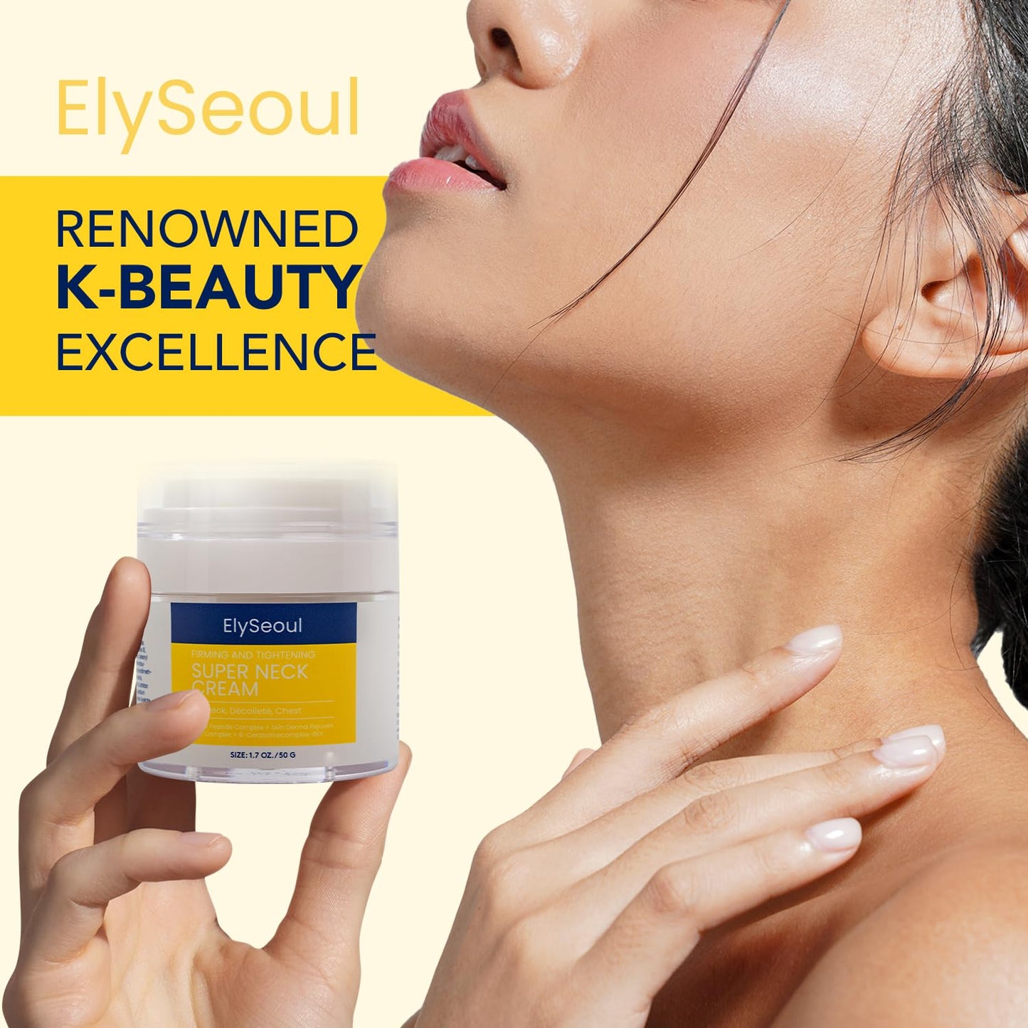ElySeoul Korean Neck Cream for Firming & Tightening: Neck & Chest Anti-Aging Treatment for Crepey Sagging Skin & Wrinkles