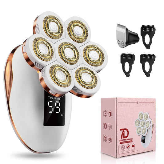 2-in-1 Electric Razors for Women, Wet/Dry 7D Rechargeable Rotary Shaver for Legs, Water Resistant Grooming Kit - Electric Razors for Women, Facial Hair Removal, Bikini Trimmer, Lips - Gentle Hair Remo