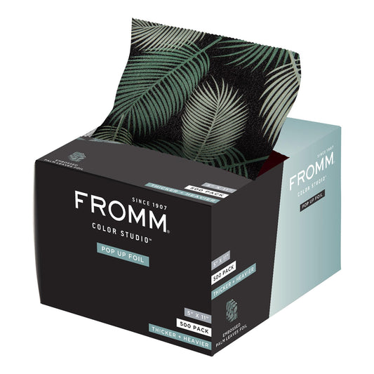 Fromm Color Studio Medium Weight Pop Up Hair Foil in Palms Leaves Pattern, 5" x 11" Embossed Aluminum Foil Sheets, Hair Foils for Highlighting and Coloring - 500 Foil Sheets