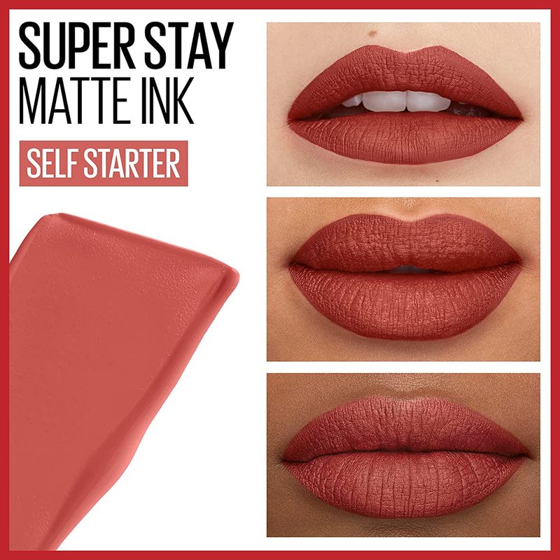 Maybelline Super Stay Matte Ink Liquid Lipstick - Long-Lasting High Impact Color | 16H Wear in Light Red & Pathfinder Berry Pink