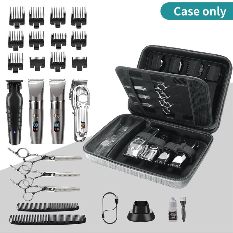 bibuks Professional Barber Clipper Case – Hard EVA Shell Oxford Fabric Travel Organizer for Clippers and Supplies, Portable Barber Storage Bag for Barbers & Stylists (Black)