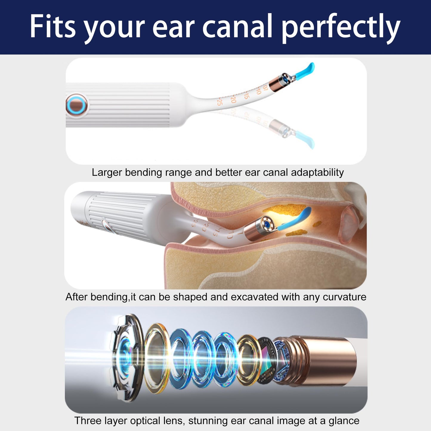 Ear Wax Removal Tool Camera, Smart WiFi Ear Cleaner with Camera, HD Visual Otoscope, Safe Silicone Flexible Scoops & Tweezers Sets Tools for Adults & Kids