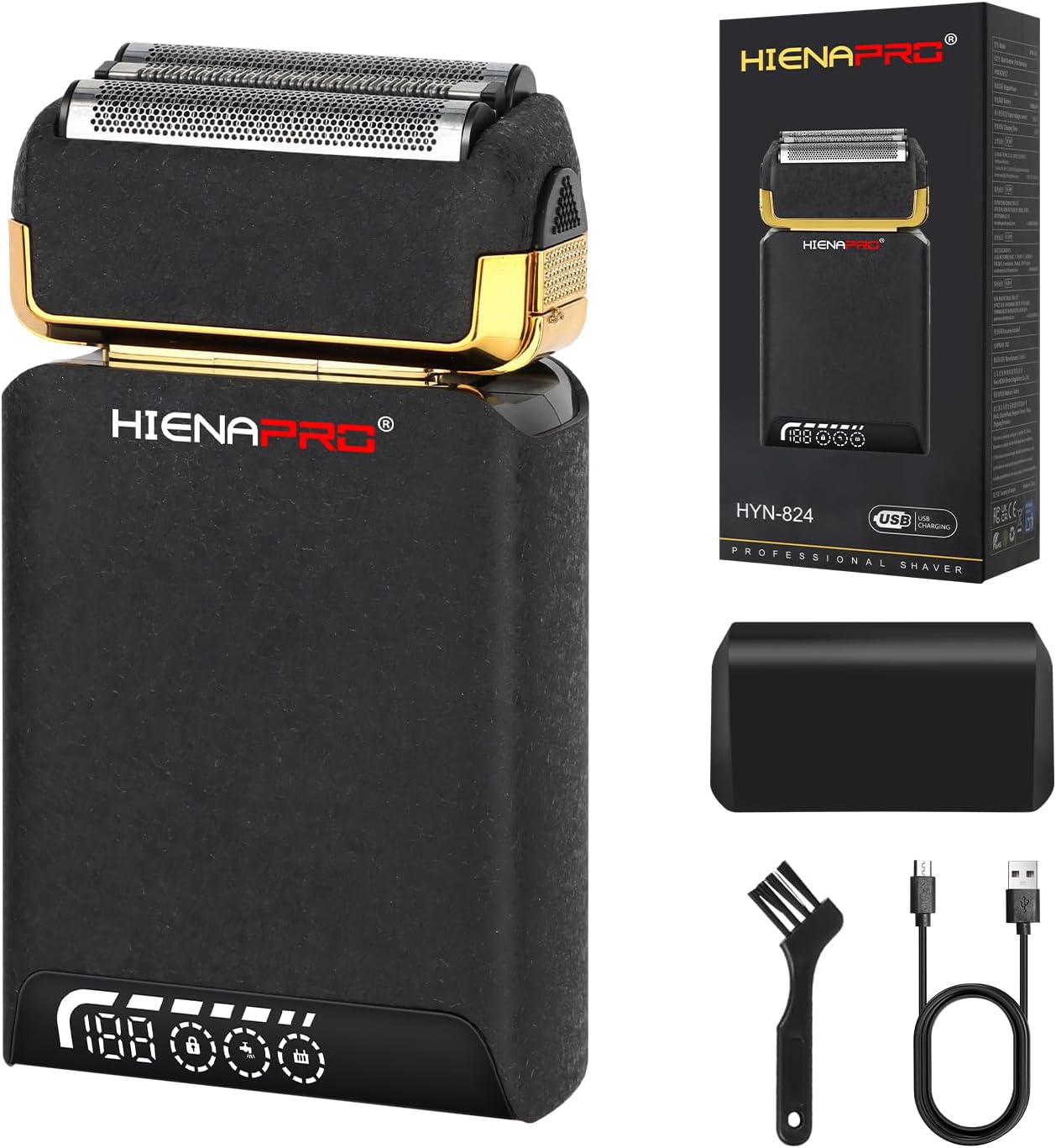 HIENA PRO Foil Shaver for Men - USB Rechargeable Electric Razor with LCD Display & Dual Blades | Cordless Shaving Device