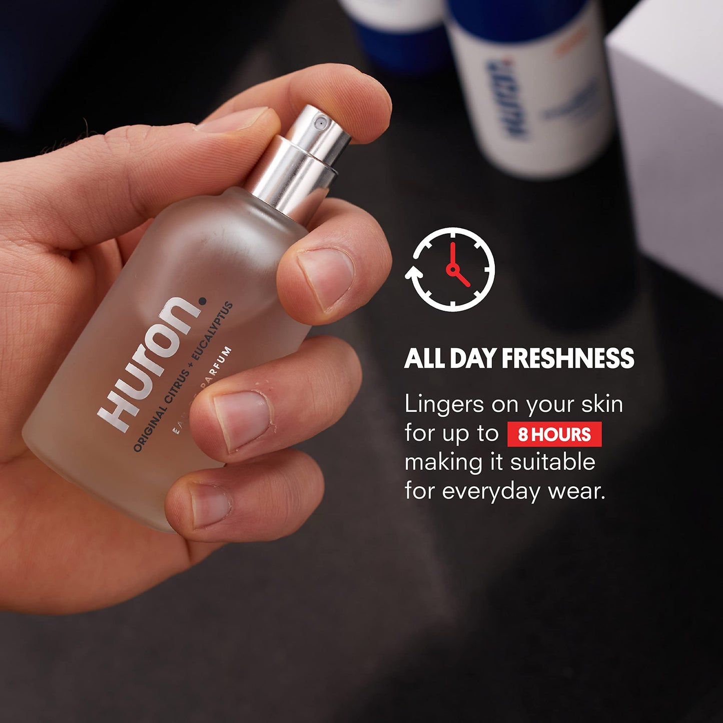 Huron Cologne for Men and Women, Eau de Parfum with Citrus + Eucalyptus & Mint Scent, Premium Clean Daily Fragrance for Everyday Wear, 1.7 Fl Oz
