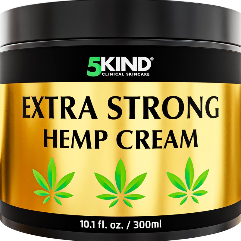 5kind Extra Strong Hemp Cream 10.1 fl oz - Maximum Strength - Natural Topical Cream - Muscle Rub for Lower Back, Joints, Neck, Knees, Shoulders
