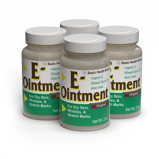 Basic Brands - Vitamin E Ointment - 2 oz - Moisture Enhancing - Can Help Reduce Appearance of Scars, Stretch Marks, Fine Lines & Wrinkles - 4-Pack