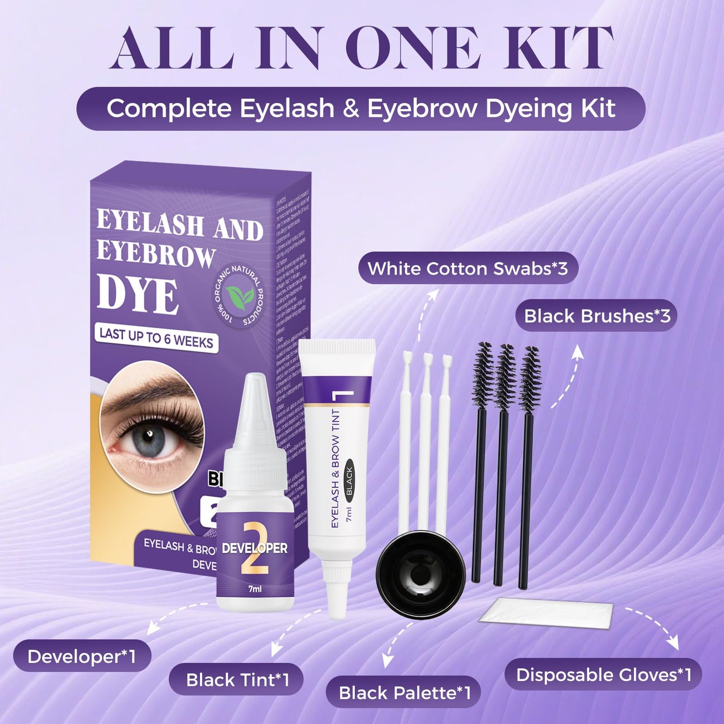 Eyelash & Eyebrow Tint Kit,Eyebrow Tint Kit, Professional Instant Lash & Brow Color Kit black