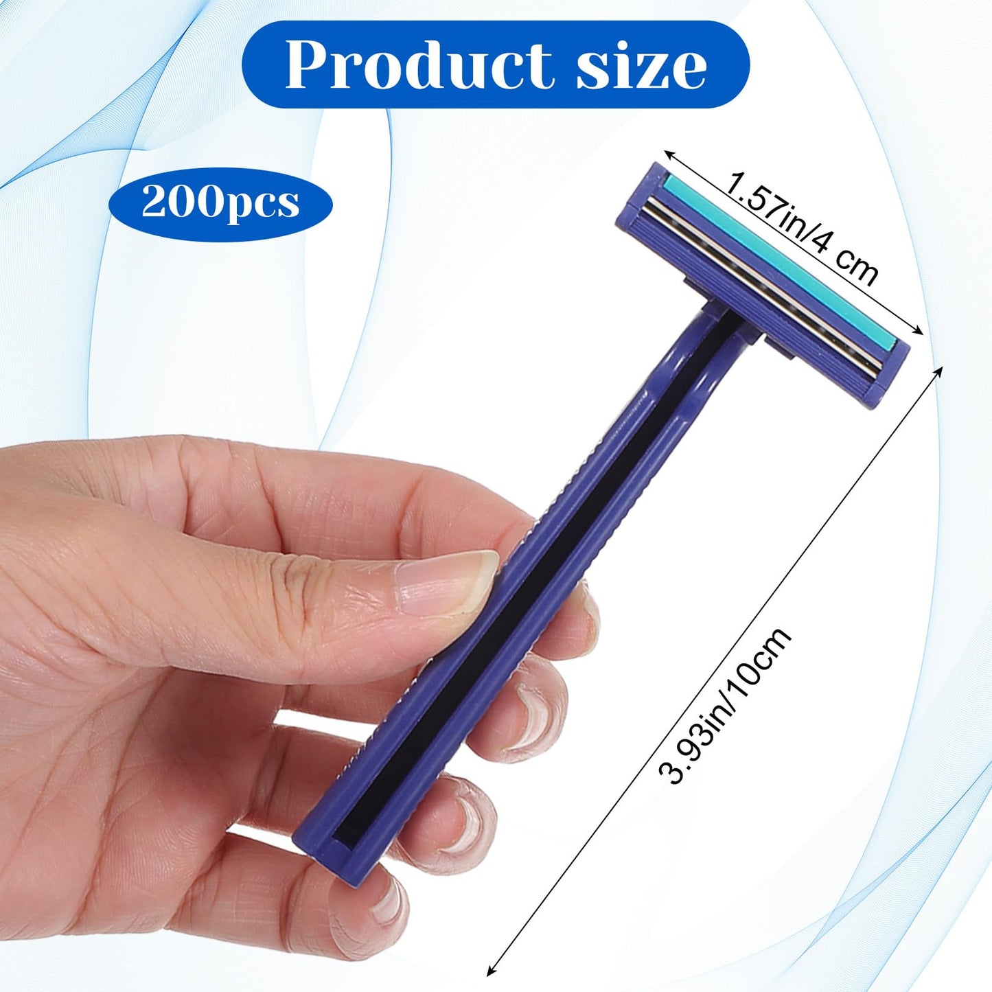 Molain 200Pcs Twin Blade Razors for Men, Twin Blade Disposable Razors With Clear Safety Cap, Stainless Steel Disposable Shaver, Multipurpose Portable Manual Shaver for Bathing Hotel Travel