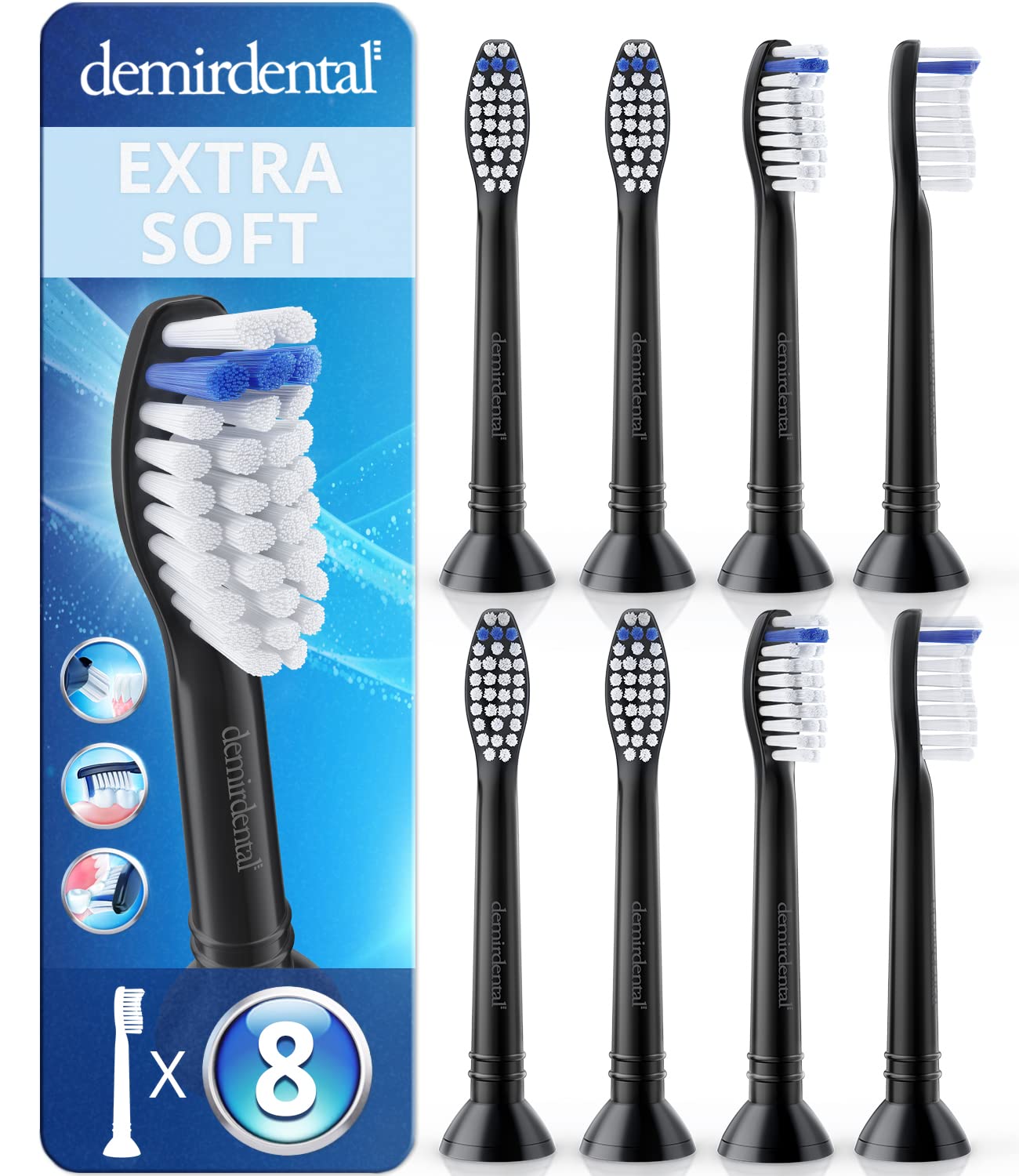 Toothbrush Heads Sensitive Compatible with Philips Sonicare Toothbrush Heads - Soft Replacement Heads for Sensitive Gums and Teeth - Gentle Brush Heads - White