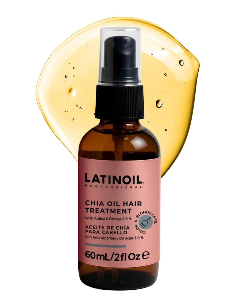 LATINOIL Chia Oil Treatment 2 oz / 60 ml - Instant Repair For Damaged Hair - Eliminates Frizz, Dryness - Adds Silkiness - Absorbs Fully & Quickly - Color Safe - Read our REAL Reviews