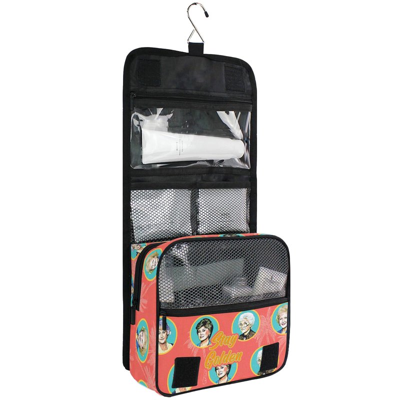 Bad Bananas Golden Girls Merchandise - Large Travel Hanging Toiletry Bag Organizer - Stay Golden - Cosmetic Case for Women