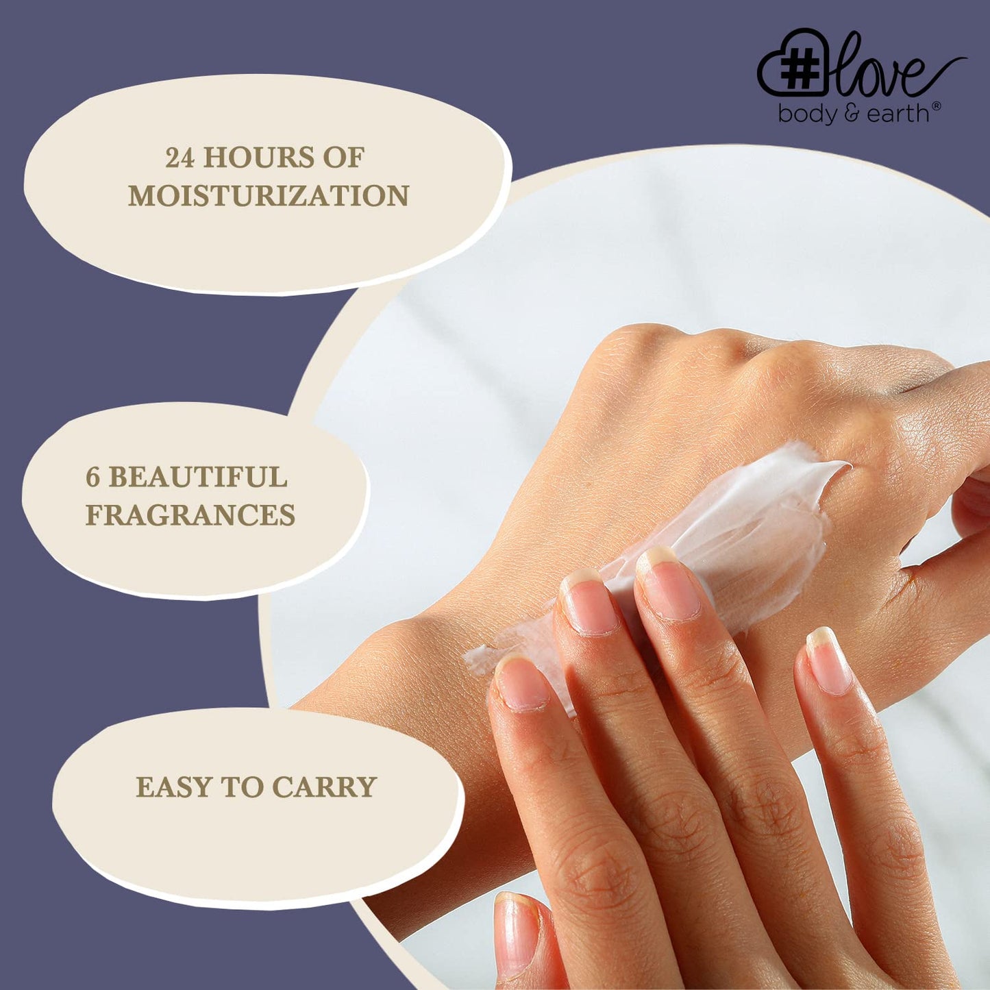 BODY & EARTH # LOVE Hand Cream Gifts Set, Hand Lotion Travel Size Hand Cream Gifts for Women, Mini Moisturizing Hand Lotion Gift Set with Vitamin E for Dry Cracked Hands, Birthday Gifts, 6 x 1 OZ