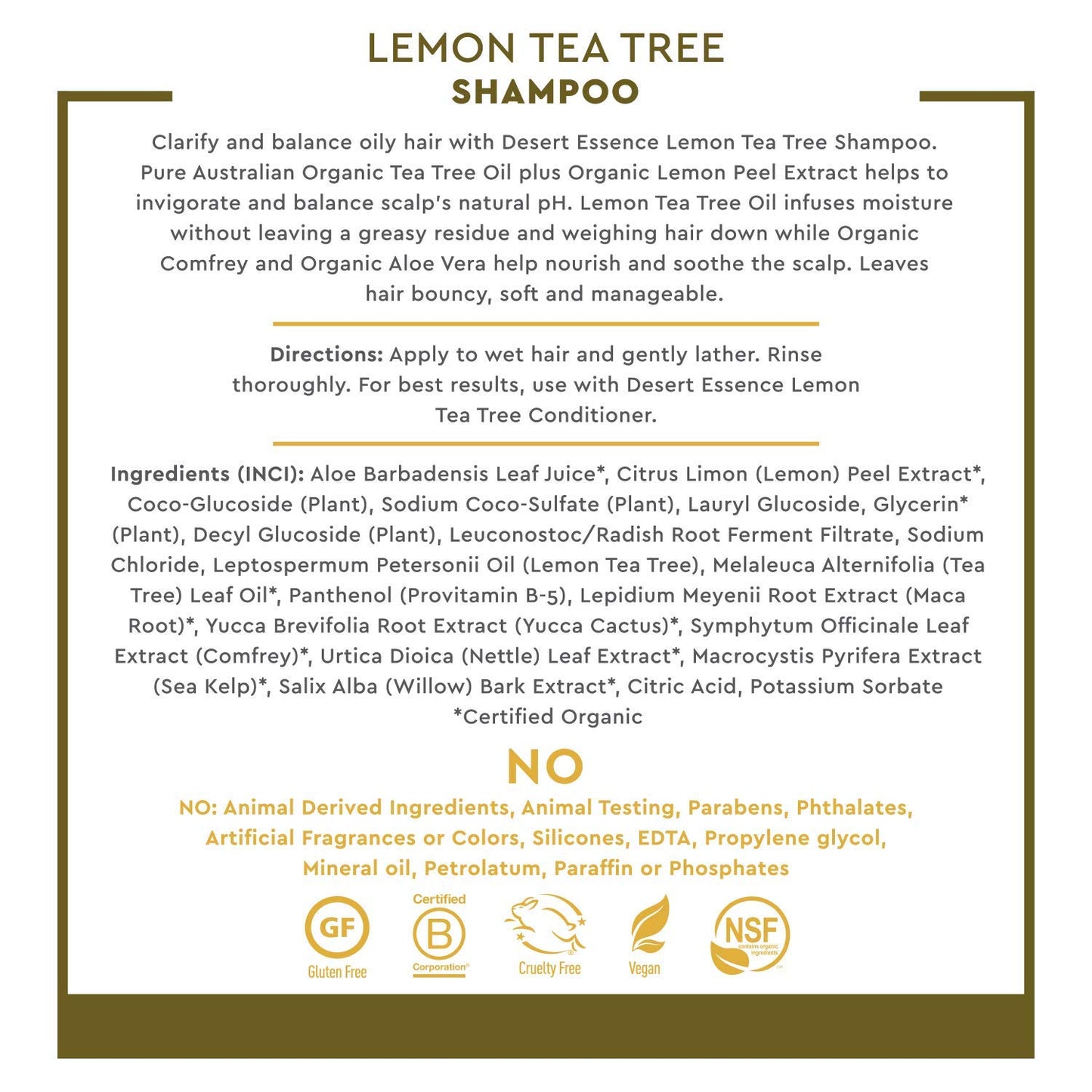 Desert Essence Lemon Tea Tree Shampoo & Conditioner Bundle - 8 Fl Ounce - Clarifying For Oily Hair - Essential Oils - Strengthen & Protect Hair - Effective Cleansing