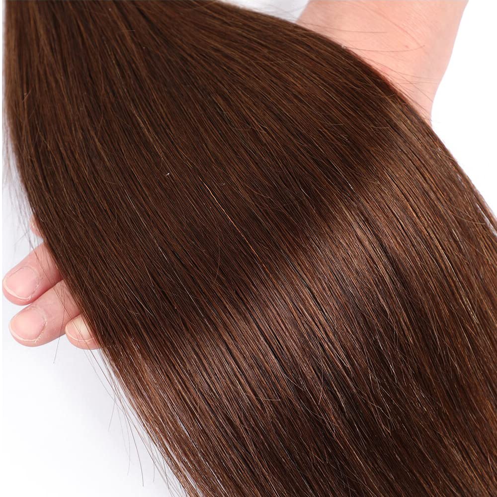 Chocolate Brown Bundle Color #4 Straight Human Hair Bundles Peruvian Unprocessed Virgin Hair 14 16 18 Inch Color #4 Bundle Brown Straight Bundles