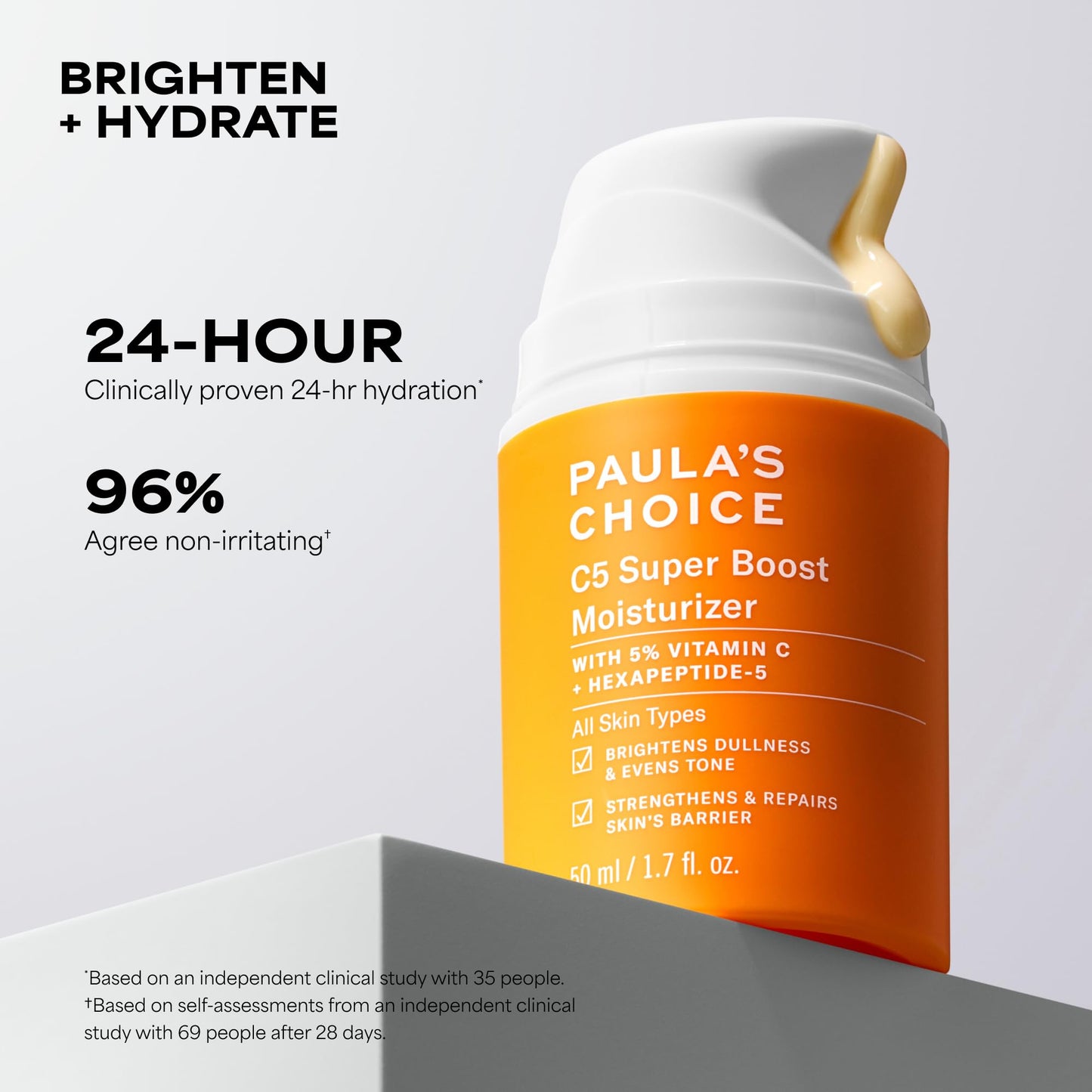 Paula's Choice C5 Super Boost Face Moisturizer with 5% Vitamin C & Squalane, Daily Face Lotion for Discoloration, Uneven Tone, Fine Lines & Breakout-Prone Skin, Fragrance-Free, 1.7 Fl Oz