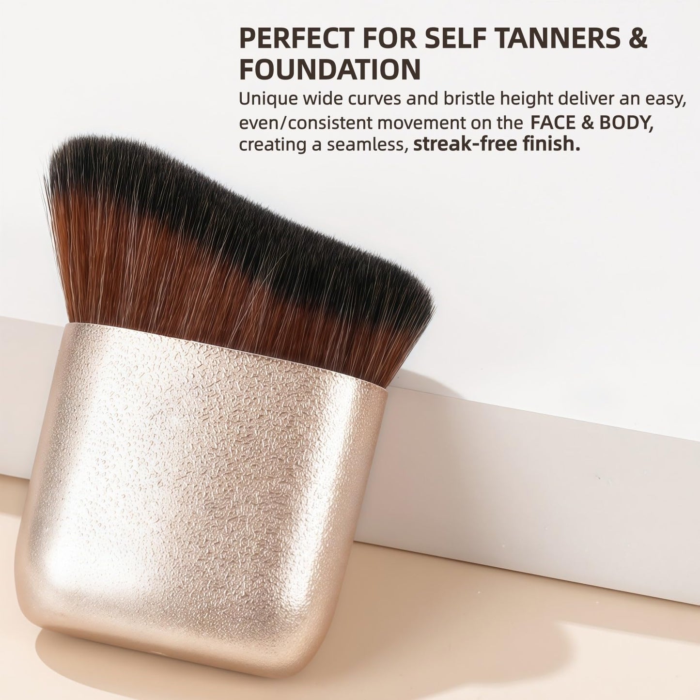 GOERTI Self Tanner & Bronzer Brush with Travel Case – Large Kabuki Body Makeup Brush for Face & Body, Ultra Soft Vegan Kabuki Foundation Makeup Brush for Liquid, Cream & Powder Applicator