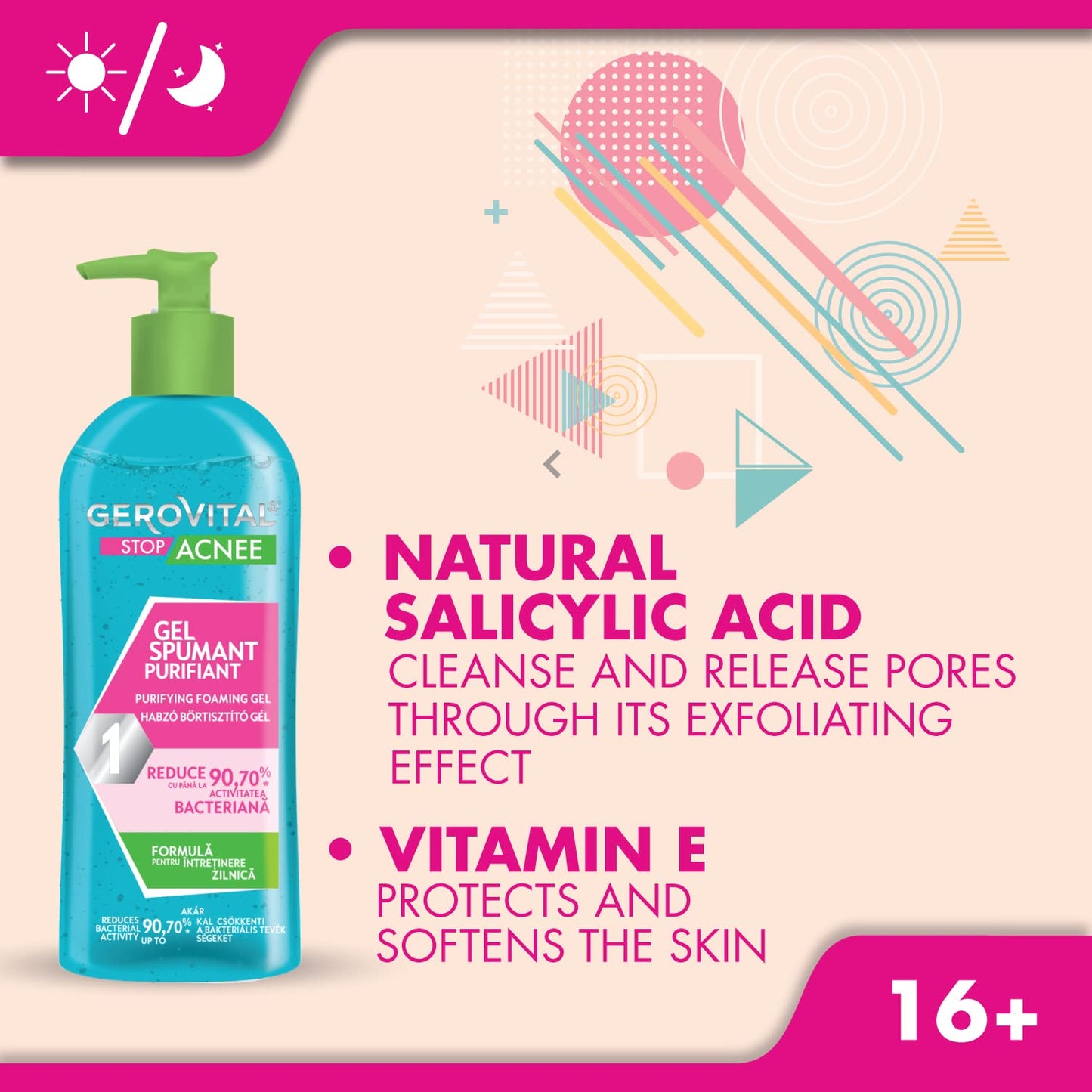Gerovital STOP ACNE Purifying Foaming Gel – Deep Cleansing Face Wash for Oily and Blemish-Prone Skin, 150ml