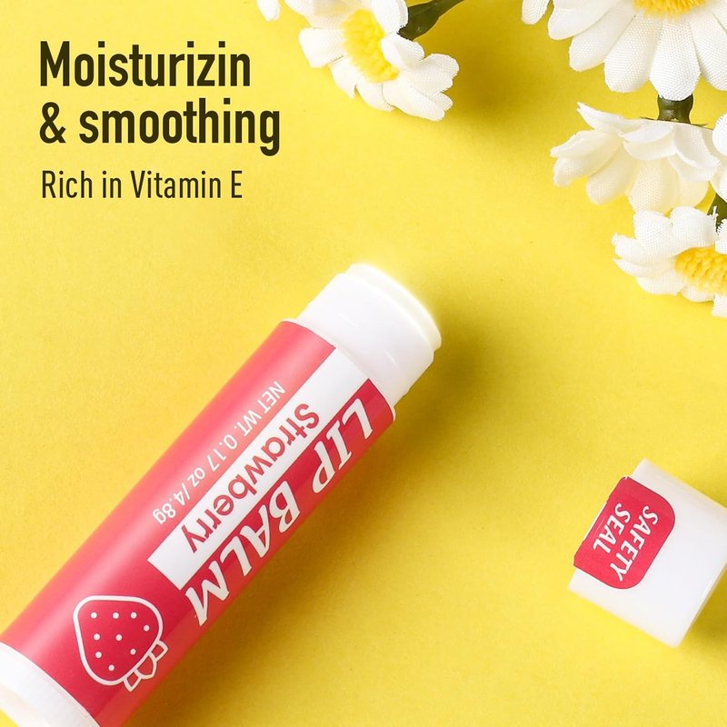 128 Pack Natural Lip Balm | Moisturizing with Vitamin E & Coconut Oil - 8 Flavors for Dry Cracked Lips