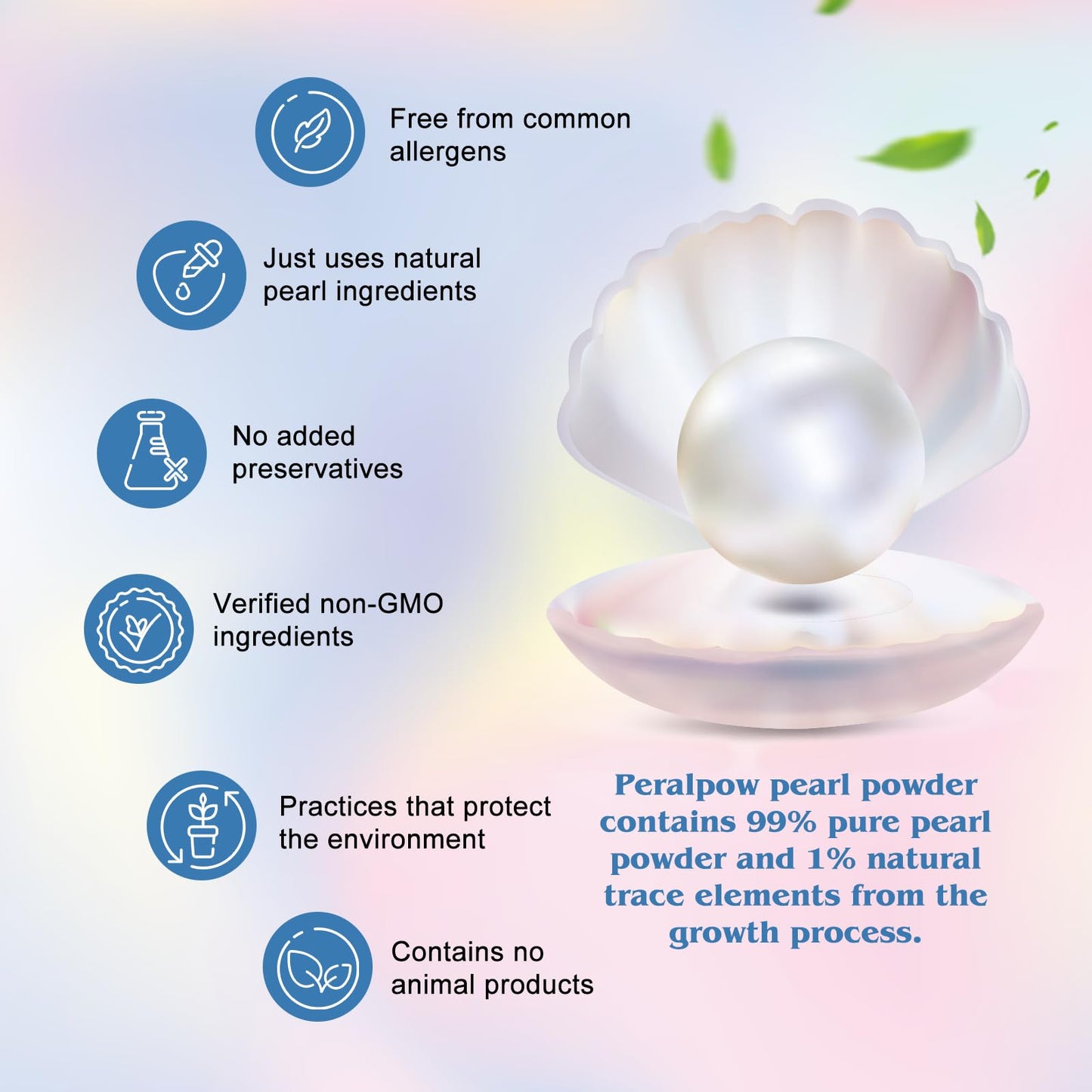 Peralpow Pearl Powder Organic, 100% Natural DIY Skincare - Brightens, Whitens Skin, Anti-Aging, Firms Skin, Minimizes Pores, Hydrates, Antioxidant, Enhances Elasticity, Soothes, 100g (3.52oz)
