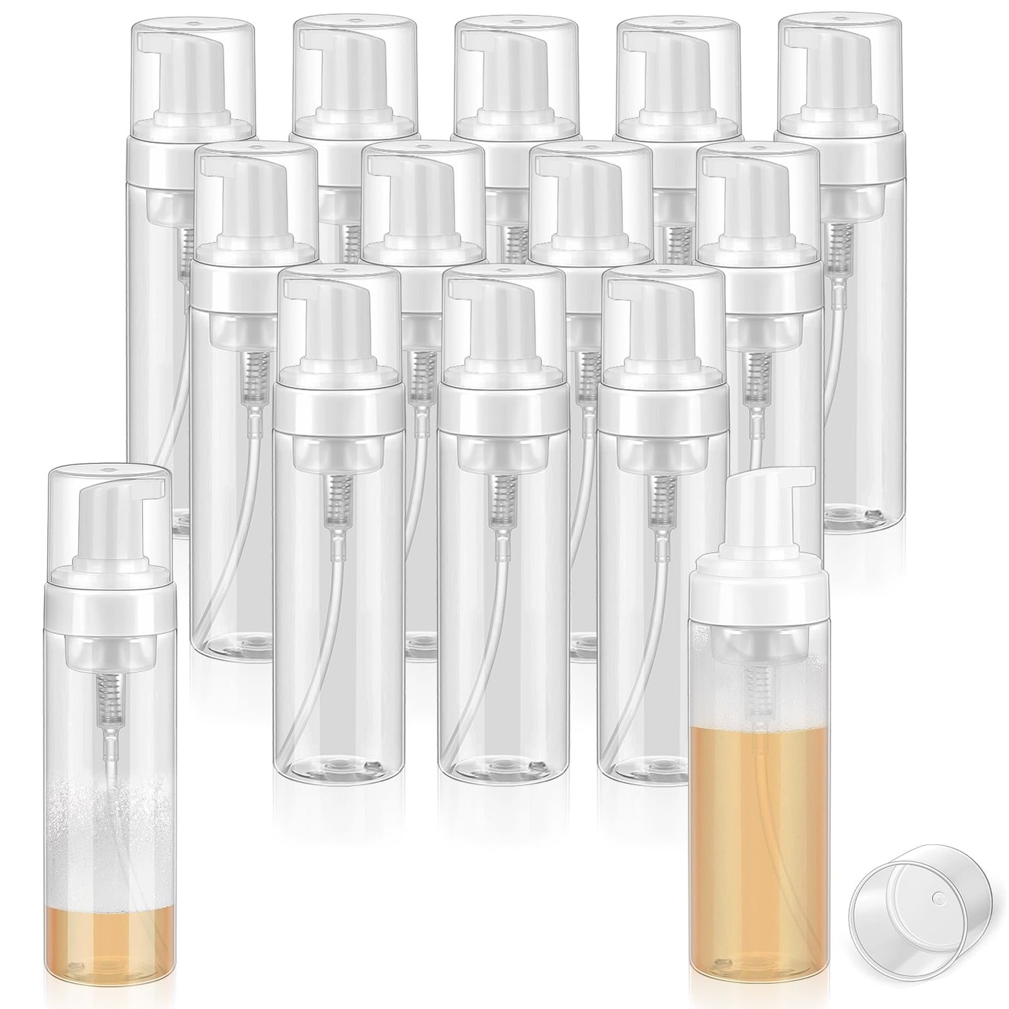 Havawish 12 Pcs 7 Oz/ 200 ml Foaming Soap Dispenser Foaming Pump Bottle Plastic Travel Hand Portable Container for Liquid Shampoo, Lash Cleanser