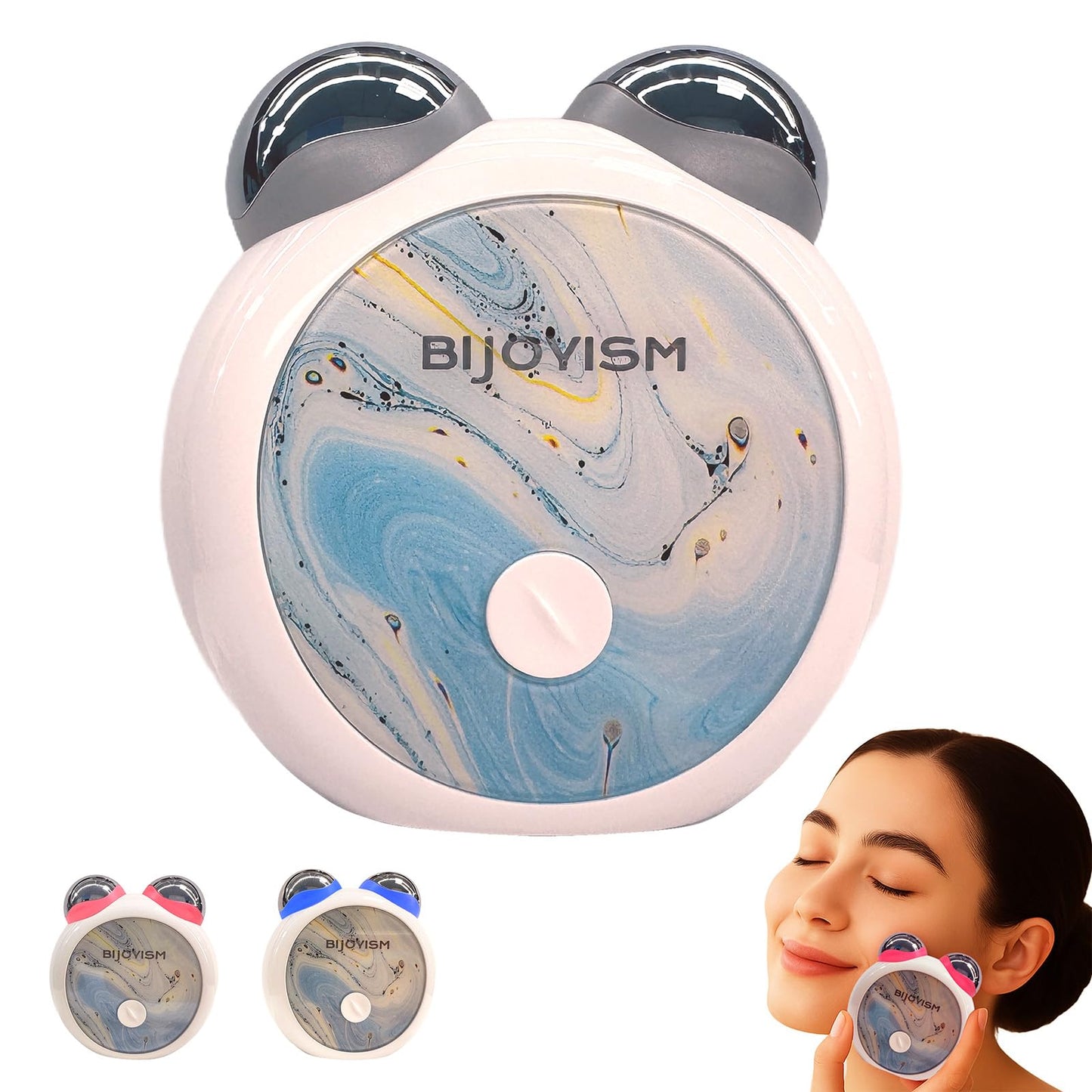 BIJOYISM Red Light Therapy Face Neck - Double Chin & Jawline Sculptor - Dual LED EMS Microcurrent Device for Skin Firming & Anti-Aging - Home Spa Massager
