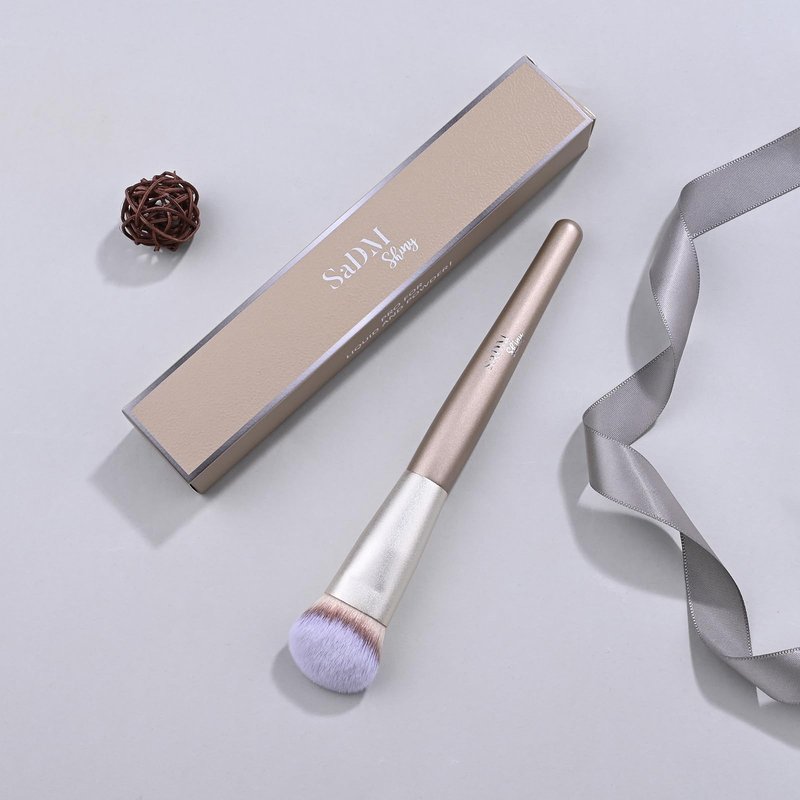 Contoured Makeup Brush - Foundation Blender Brush for Powder, Cream, Contour, Bronzer, Blush Blending & Highlighter - Professional Make Up Brush - Full Face Makeup Brush - Vegan & Cruelty Free