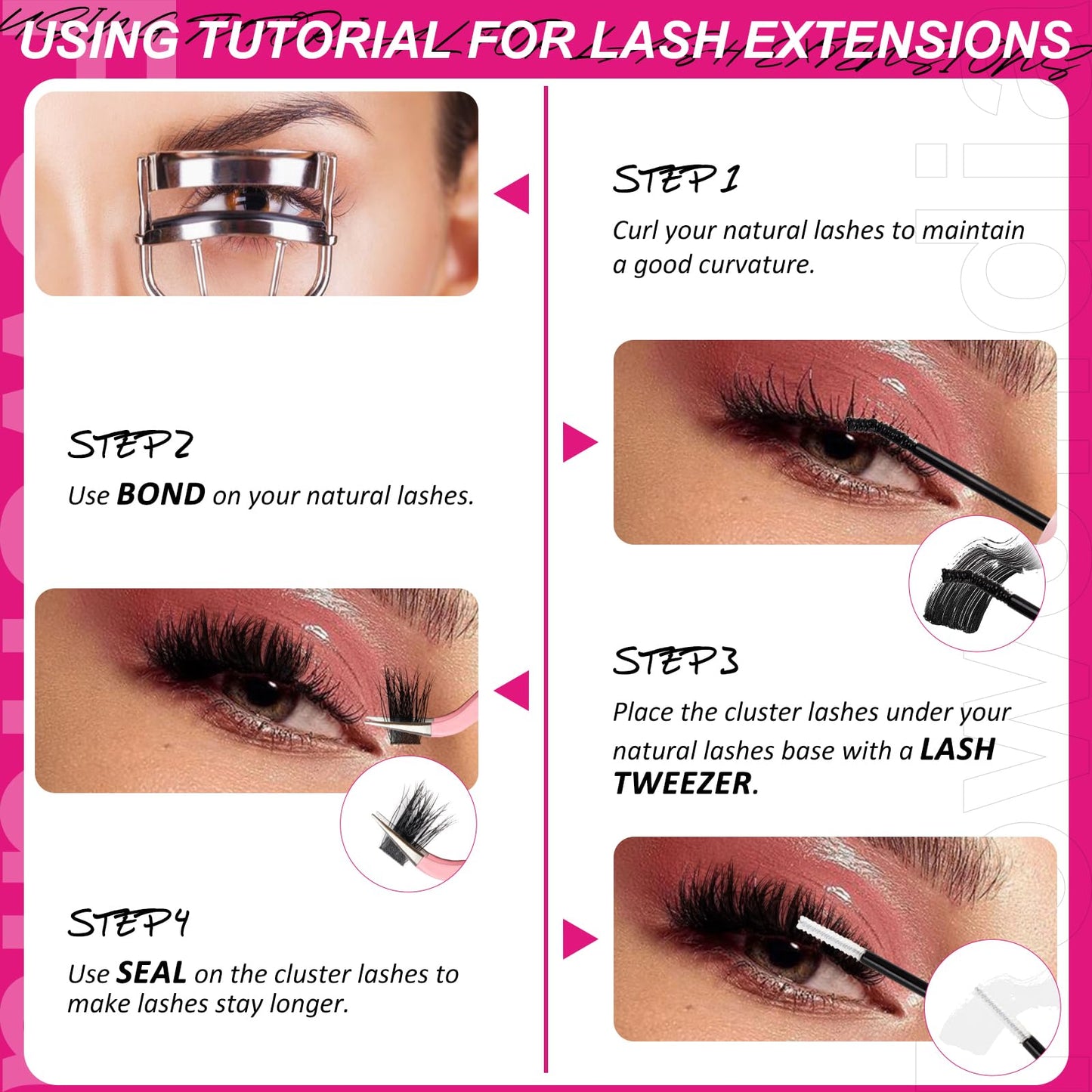 WiWiLINK Lash Clusters Kit Fluff Eyelash Clusters 80D Thick Volume Individual Lashes D Curl Cluster Eyelash Extensions 10-18mm DIY Lash Extension Kit Lash Bond and Seal Waterproof, Lash Applicator