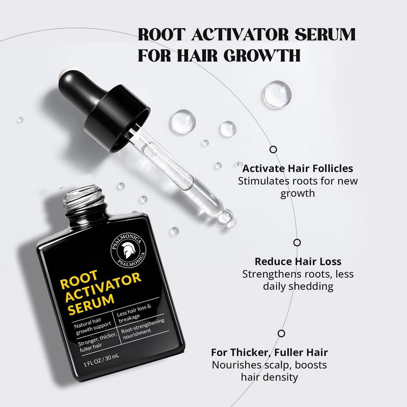 Root Activator Shampoo & Hair Growth Serum Kit | Natural Scalp Care for Thinning Hair (11.1 Fl Oz)