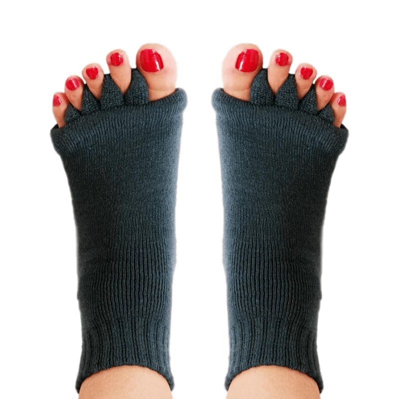 Hydrothotics Happy Feet Toe Alignment Separator Socks, Prevent Foot Cramps and hammertoes, Comfortable Toe Separator Massage Socks (Black)