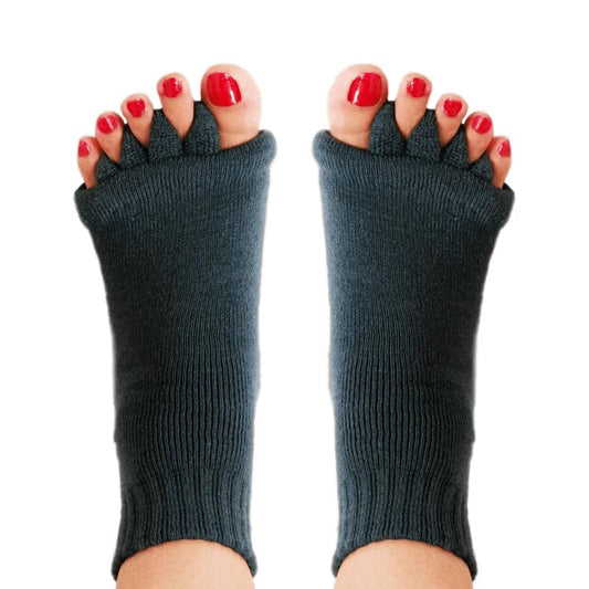 Hydrothotics Happy Feet Toe Alignment Separator Socks, Prevent Foot Cramps and hammertoes, Comfortable Toe Separator Massage Socks (Black)
