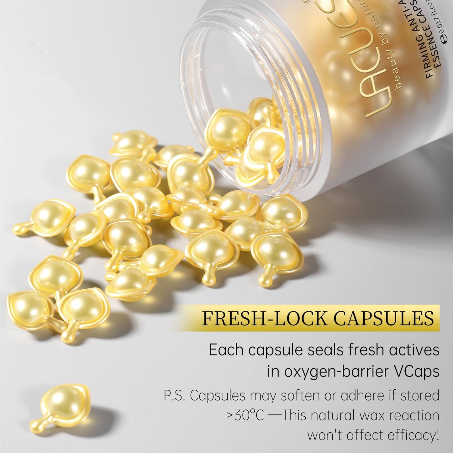 LACUES 60 Day Type I & III Collagen Face Serums,Anti-Aging Wrinkle,Daily Line Smoothing Skin Care Treatment for Fine Lines, Post-Acne Scars | 3% Squalane + jojoba oil, 60 Individual Capsules