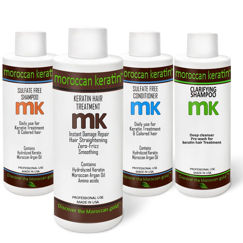 Moroccan Keratin Brazilian Keratin Hair Treatment blowout Straightening Product Professional Grade Natural Organic Looking Results at Home or Salon (4 Piece Set 120x4)