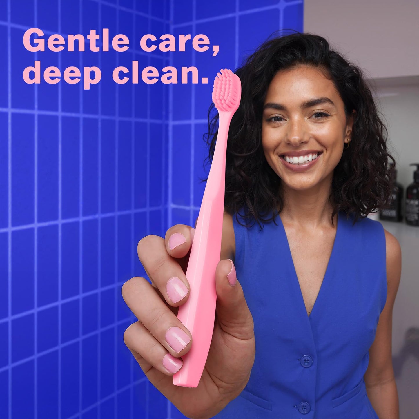Tonochi Max Extra Soft Toothbrush for Adults with Sensitive Gums, Soft Bristle Toothbrushes, Wide Head for Back Teeth, Ergonomic Non-Slip Grip, BPA Free, Individually Wrapped, 4 Pack, Blush Pink