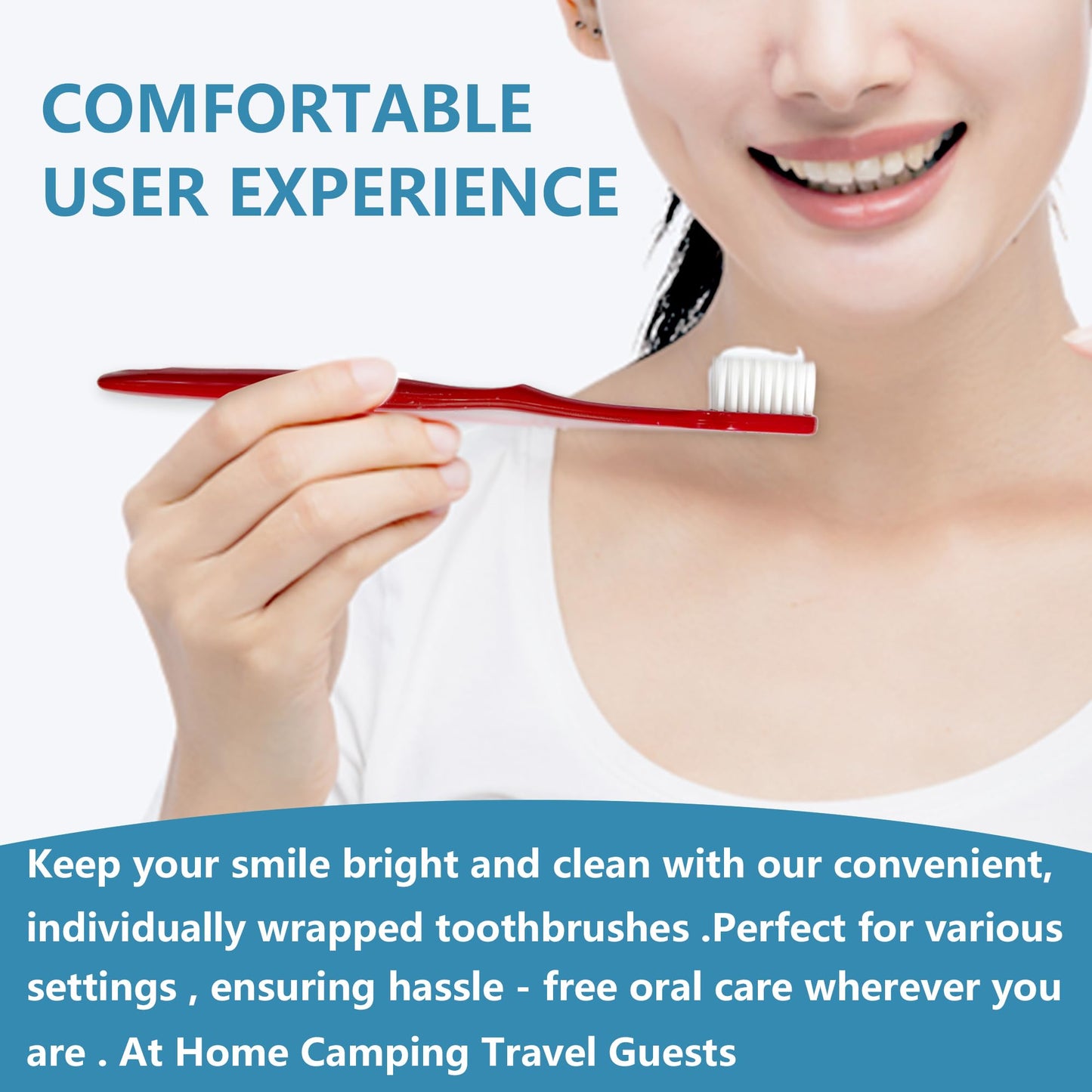 MZHRUIKAN 50 PCS Disposable Toothbrushes, Bulk Individually Wrapped Toothbrushes, Travel Toothbrush Pack, Ultra Soft Bristles & Non-Slip Handle, Perfect for Home, Travel, Hotel, Donation (50 Pieces)