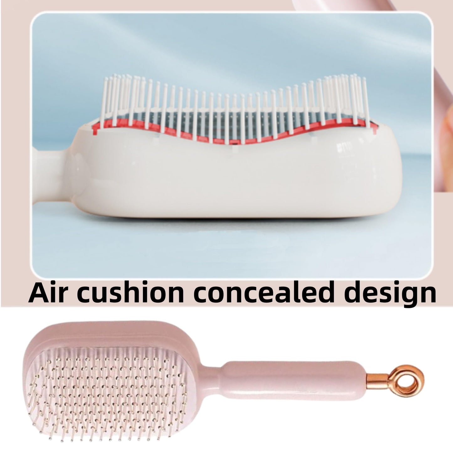 Self Cleaning Hair Brush, 2026 Upgrade Retractable Cushion Massage Comb, Anti Static Self Cleaning Hair Brush, Hairs Styling Tools for All Hairs Types, One-pull
