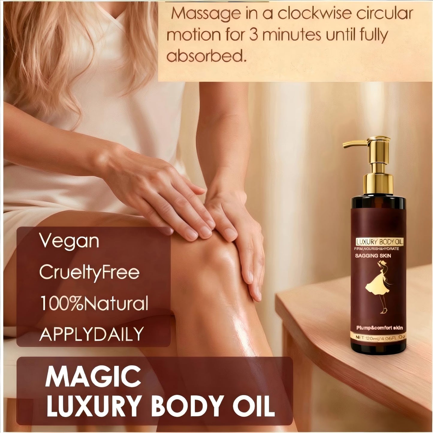 ALAOW Luxury Body Firming Oil Tightening & Hydrating Treatment After Shower Body Oil For Women | Natural Body Luxury Oil for Dry Skin | Lightweight, Non-Greasy, Nourishing Formula – 4.06 FL OZ