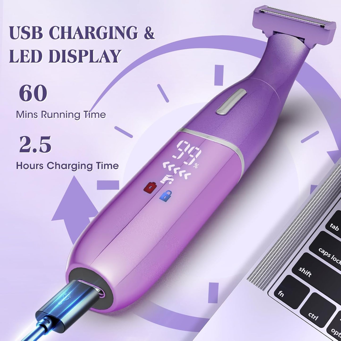 Electric Razor for Women - 6-in-1 Bikini Trimmer & Shaver for Body, Face, Eyebrow Hair Removal | IPX5 Waterproof