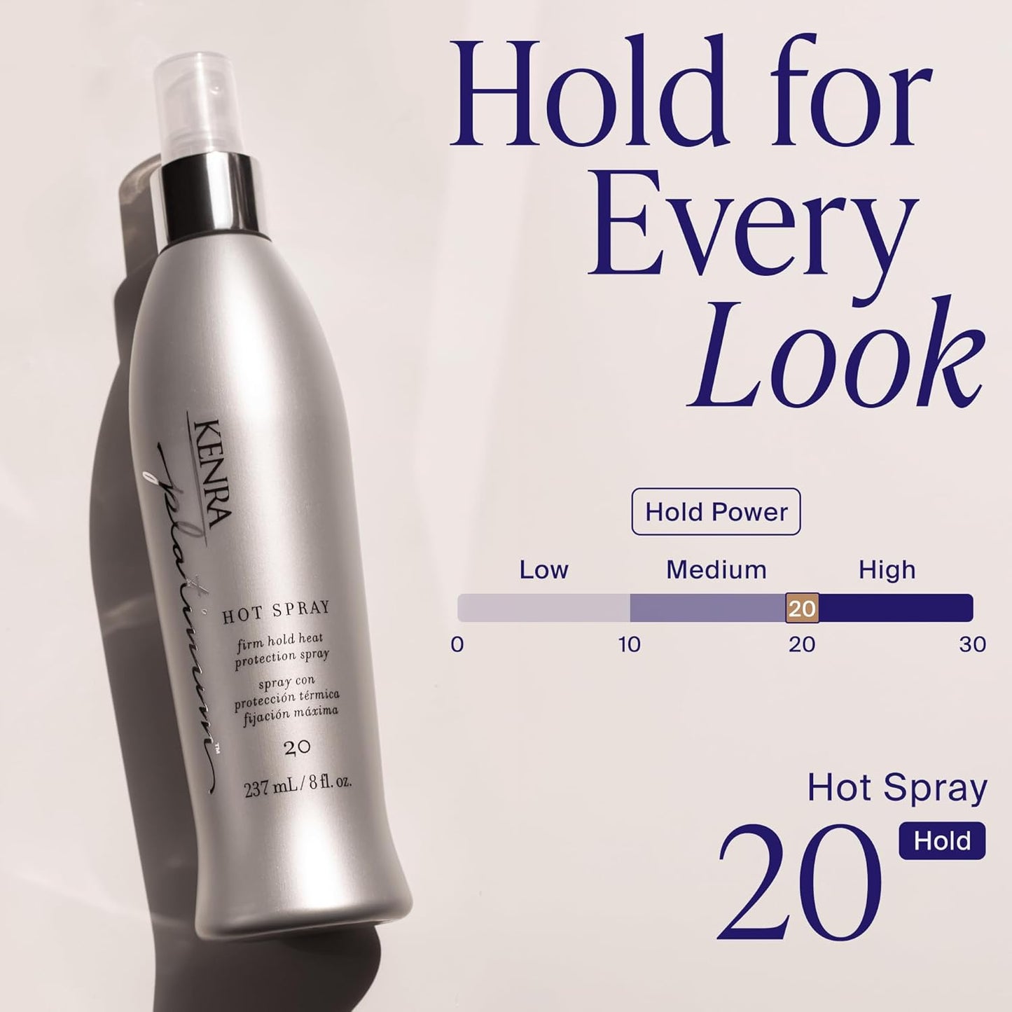Kenra Platinum Hot Spray 20 - Heat Protection Styler for All Hair Types | Long-Lasting Hold & Vibrant Shine