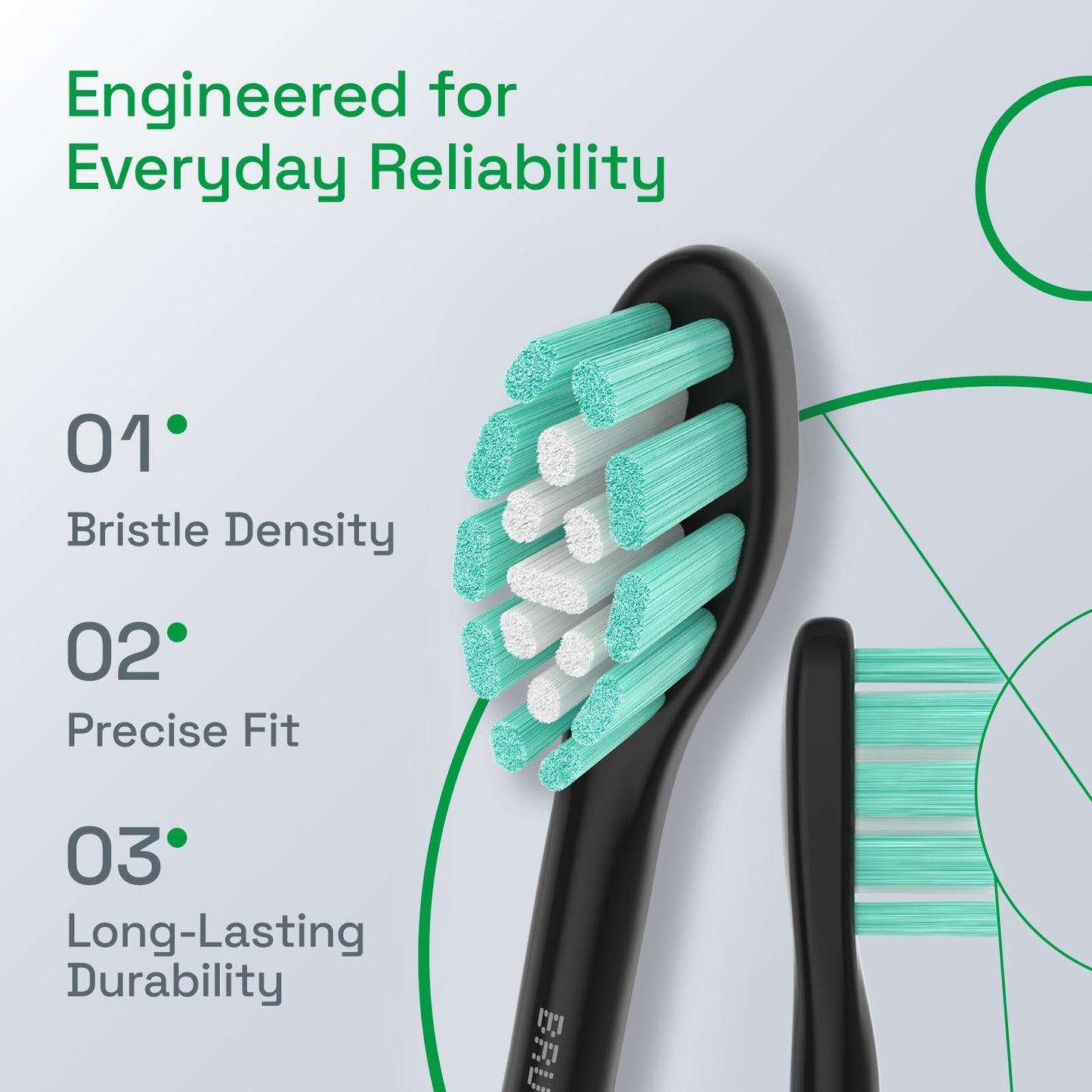 Brushmo Plaque Control Replacement Toothbrush Heads, Compatible with Philips Sonicare Click-on Electric Toothbrush Handles, 8 Standard Replacement Heads, SoftDuPont Bristles, BM928bk, Black