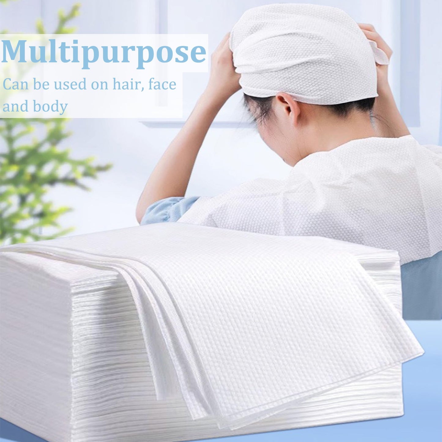 Celmuron Disposable Bath Hair Towels, 100-Count 12" x 28", Thick Pearl Texture, Soft & Absorbent Salon Spa Towels(White)
