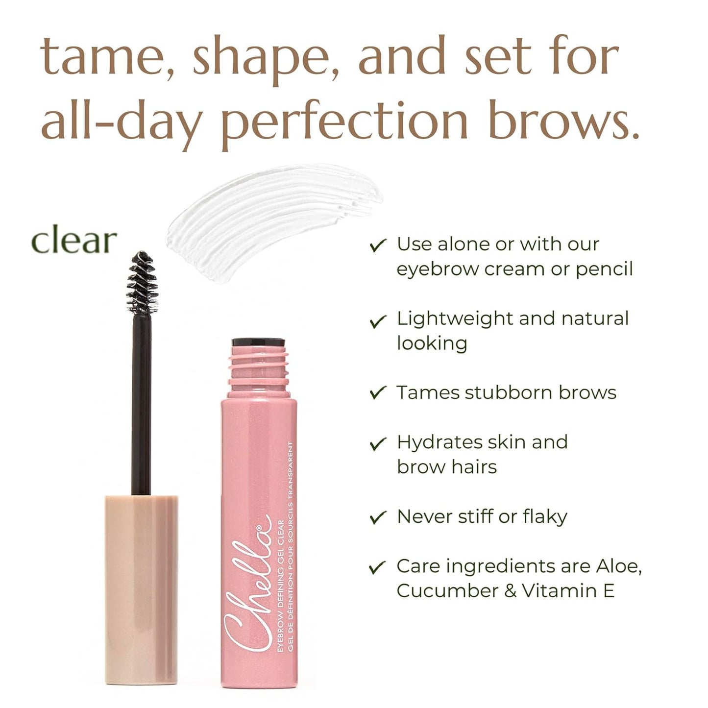 Chella Eyebrow Gel - Clear Defining Gel for Natural, Long-Lasting Brows | Vegan & Cruelty-Free