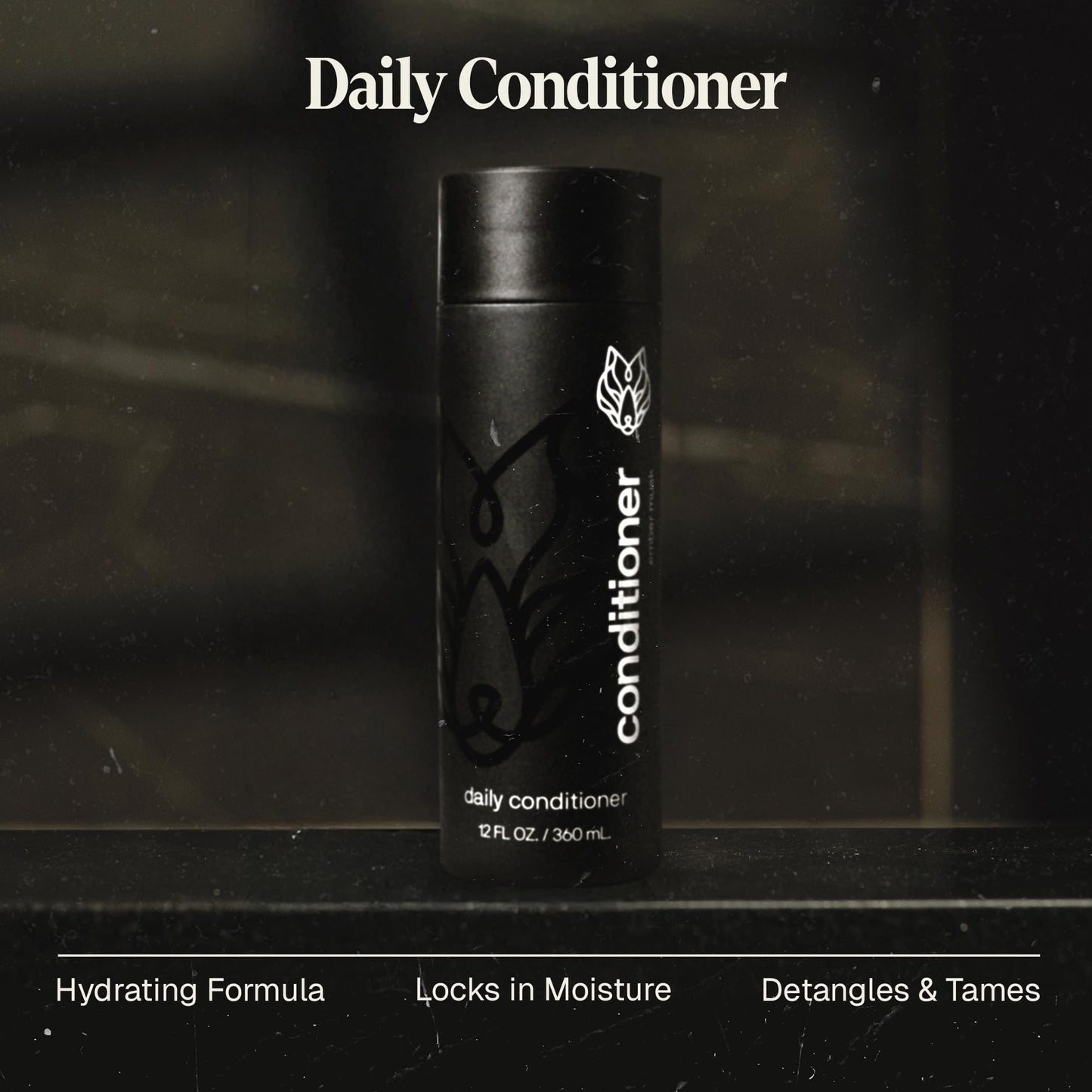 Black Wolf Everyday Conditioner, 12 Fl Oz - Salon-Grade Hair Conditioner for Men Smooths, Detangles & Locks in Moisture - Hydrated & Moisturized Hair - For All Hair Types