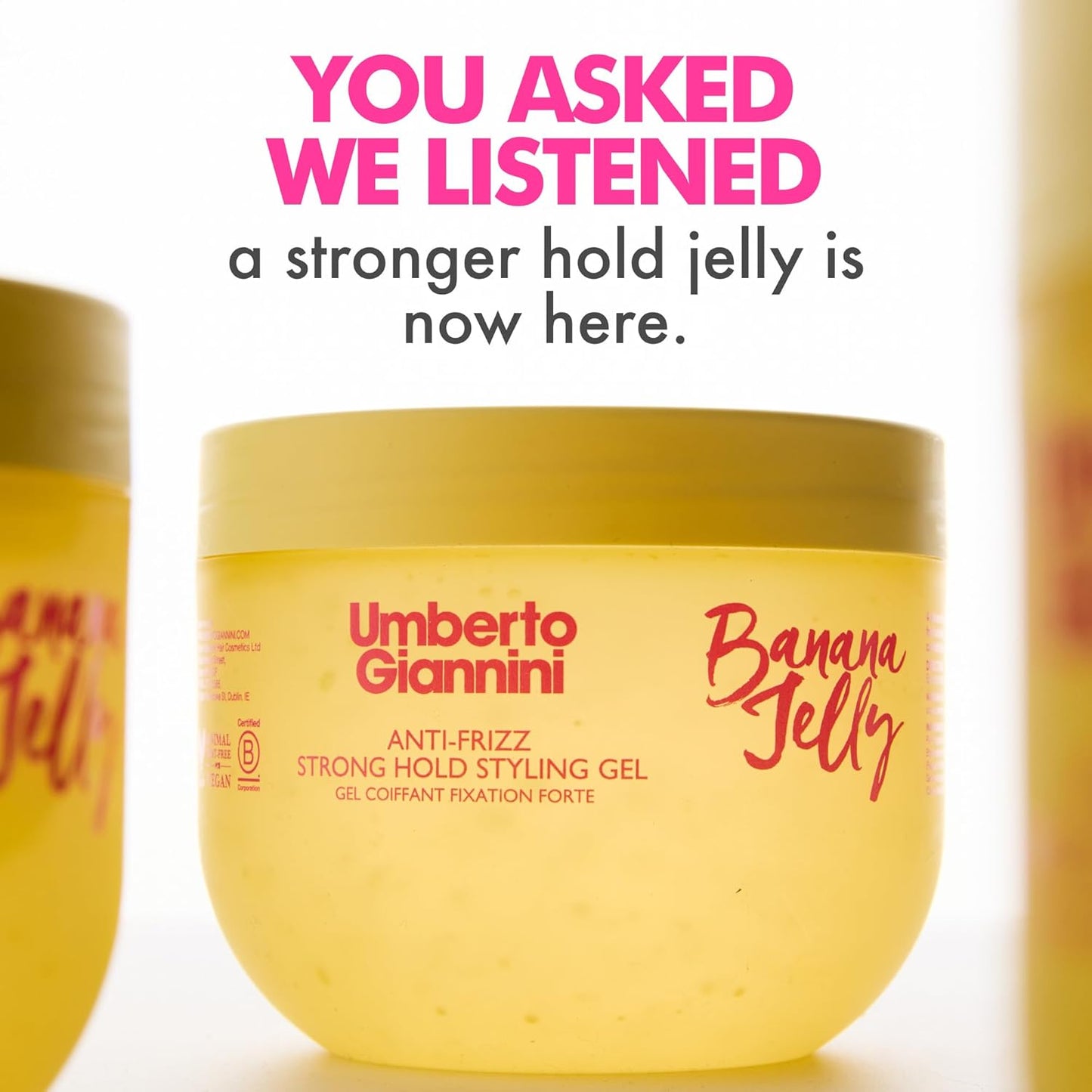 Umberto Giannini Banana Jelly Styling Gel - Strong Hold Curl & Slick Back Gel for Curly Hair | Vegan, Anti-Frizz, 200ml