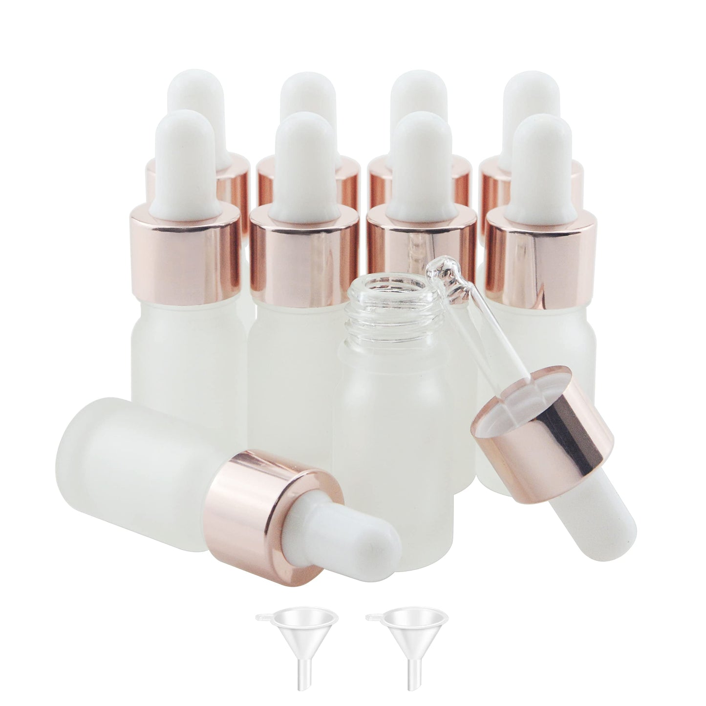Wwolife 10 PCS 1/2oz (15ml) Black Frosted Glass Dropper Bottles Perfume Aromatherapy Cosmetic Container Essential Oils Sample Mini Empty Dropper Bottles with Funnel Include