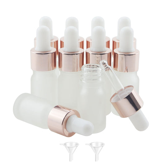 Wwolife 10 PCS 1/2oz (15ml) Black Frosted Glass Dropper Bottles Perfume Aromatherapy Cosmetic Container Essential Oils Sample Mini Empty Dropper Bottles with Funnel Include
